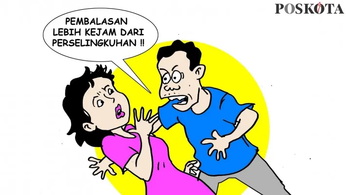 Karikatur Nah Ini Dia: Ayah Dituduh Demeni Bininya Dibalas Mau Perkosa Anaknya. (karikaturis: poskota/ucha)