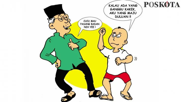 Karikatur Sental-Sentil: Pasang Badan Demi Memenangkan Capres. (Karikaturis: Poskota/Arief's)