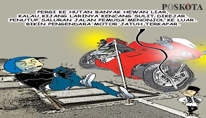 Ilustrasi Aspirasi Warga: Penutup Saluran di Jalan Pemuda Terpasang Tak Rata. (kartunis: poskota/ucha)