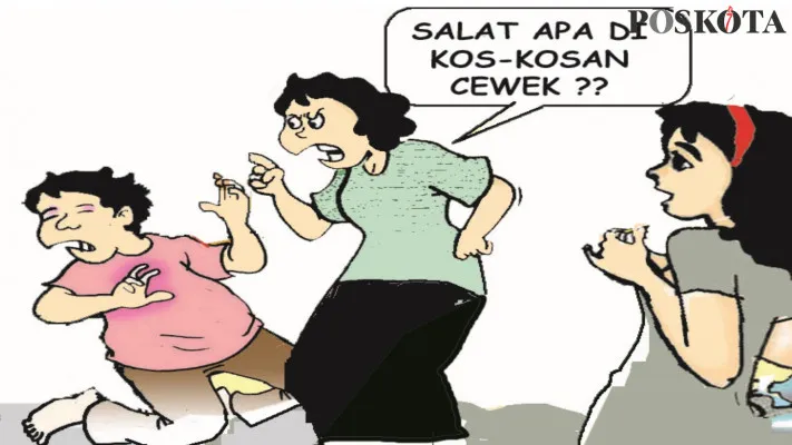 Karikatur Nah Ini Dia: Ngakunya Numpang Salat, Ternyata Numpang Kelon. (poskota/ucha)