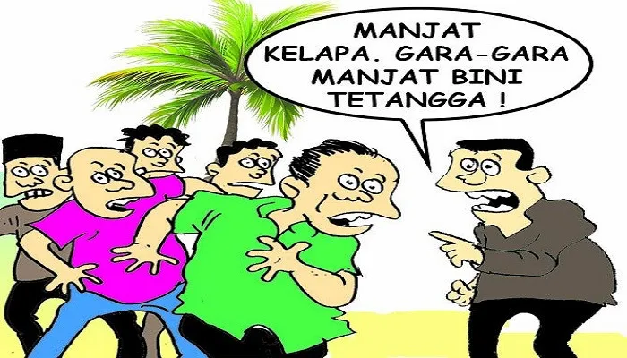 Ilustrasi Nah Ini Dia Malu Punya WIL Tetangga Ngumpet di Pohon Kelapa. (ucha)